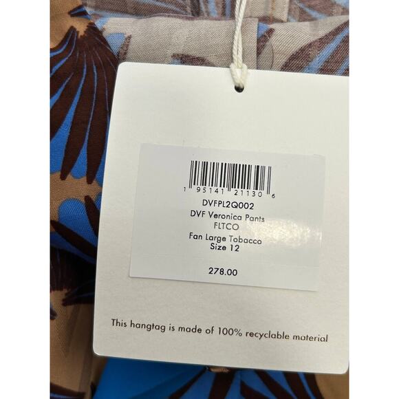 DVF Diane von Furstenberg Veronica Trousers Pants Women's 12 Fan Print Wide Leg - Picture 7 of 8